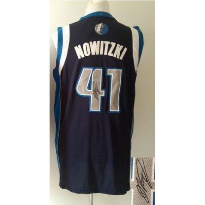 Revolution 30 Autographed Dallas Mavericks #41 Dirk Nowitzki Navy Blue Stitched NBA Jersey