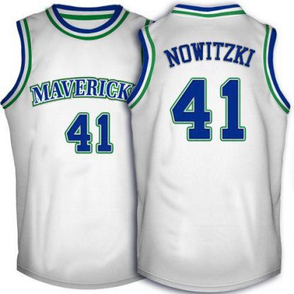 Dallas Mavericks #41 Dirk Nowitzki White Throwback Stitched NBA Jersey
