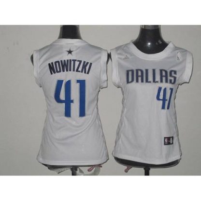 Dallas Mavericks #41 Dirk Nowitzki White Fashion Women's Stitched NBA Jersey