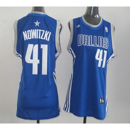Dallas Mavericks #41 Dirk Nowitzki Blue Road Women's Stitched NBA Jersey