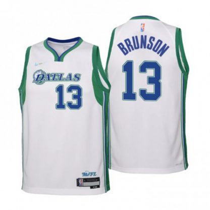 Dallas Dallas Maverickss #13 Jalen Brunson Youth Nike White 2021/22 Swingman Jersey - City Edition