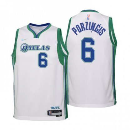 Dallas Dallas Maverickss #6 Kristaps Porzingis Youth Nike White 2021/22 Swingman Jersey - City Edition