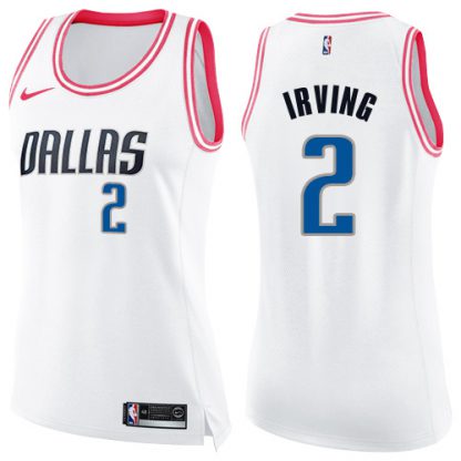 Dallas Dallas Mavericks #77 Kyrie Irving White/Pink Women's NBA Swingman Fashion Jersey