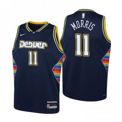 Denver Denver Nuggets #11 Monte Morris Youth Nike Navy 2021/22 Swingman Jersey - City Edition