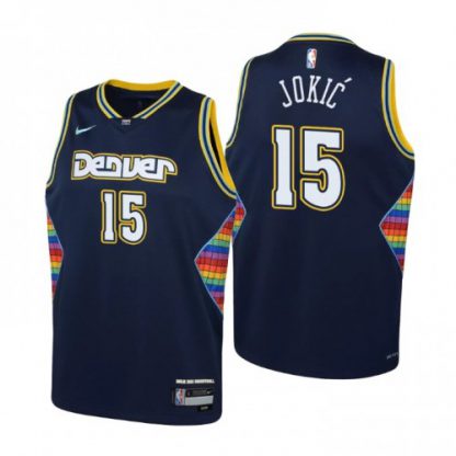 Denver Denver Nuggets #15 Nikola Jokic Youth Nike Navy 2021/22 Swingman Jersey - City Edition