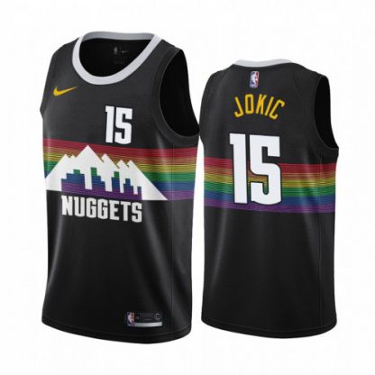 Nike Denver Nuggets #15 Nikola Jokic Men's 2019-20 Black City Edition NBA Jersey