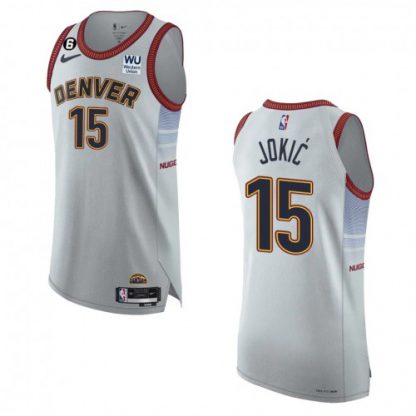Denver Denver Nuggets #15 Nikola Jokic Nike Silver 2022-23 Authentic Jersey - City Edition