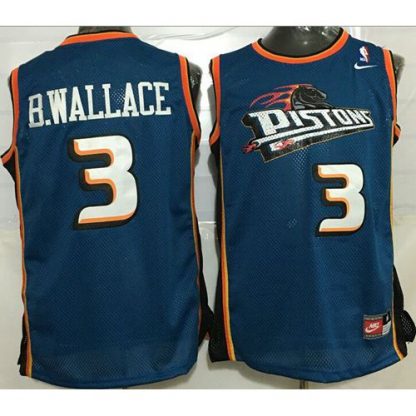 Detroit Pistons #3 Ben Wallace Blue Throwback Stitched NBA Jersey