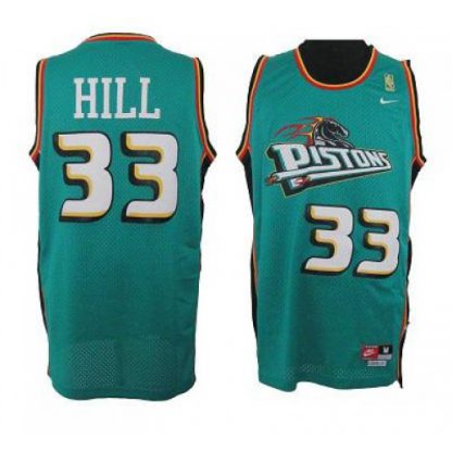 Detroit Pistons #33 Grant Hill Green Throwback Stitched NBA Jersey