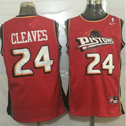 Detroit Pistons #24 Mateen Cleaves Red Nike Throwback Stitched NBA Jersey