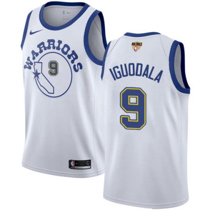 Nike Golden State Warriors #9 Andre Iguodala White Throwback The Finals Patch NBA Swingman Hardwood Classics Jersey