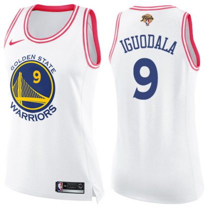Nike Golden State Warriors #9 Andre Iguodala White/Pink Women's 2022 NBA Finals Swingman Fashion Jersey
