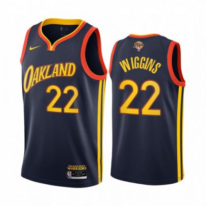 Nike Golden State Warriors #22 Andrew Wiggins Navy Swingman 2022 NBA Finals City Edition Jersey