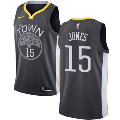 Nike Golden State Warriors #15 Damian Jones Black NBA Swingman Statement Edition Jersey