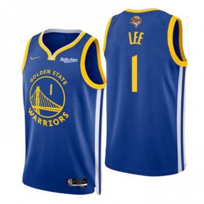 Nike Golden State Warriors #1 Damion Lee Royal Men's 2022 NBA Finals Icon Edition 75th Anniversary Diamond Swingman Jersey