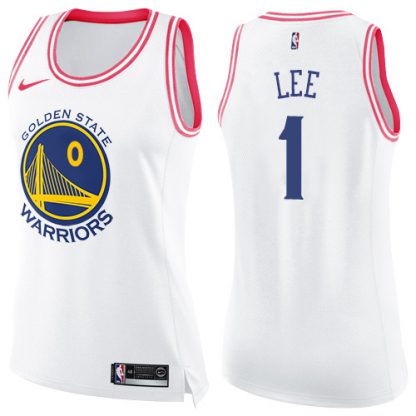 Nike Golden State Warriors #1 Damion Lee White/Pink Women's NBA Swingman Fashion Jersey