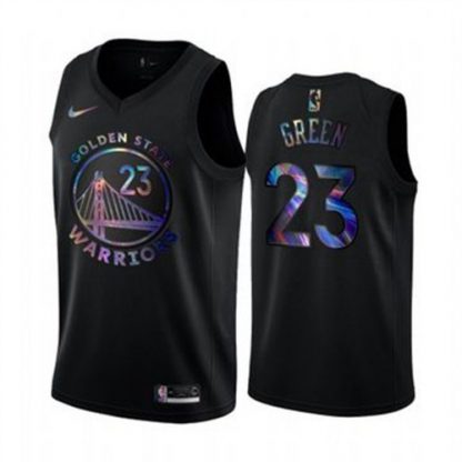 Nike Golden State Warriors #23 Draymond Green Men's Iridescent Holographic Collection NBA Jersey - Black