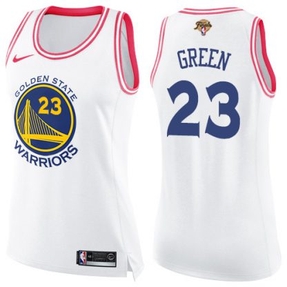 Nike Golden State Warriors #23 Draymond Green White/Pink Women's 2022 NBA Finals Swingman Fashion Jersey