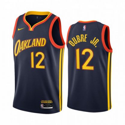 Nike Golden State Warriors #12 Kelly Oubre Jr Navy NBA Swingman 2020-21 City Edition Jersey