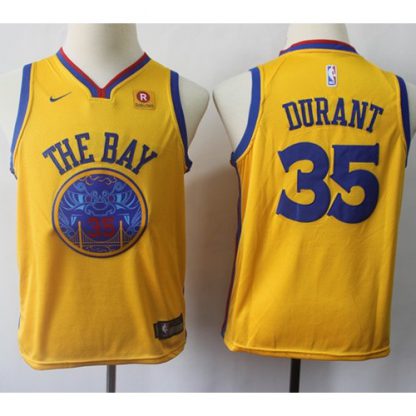 Nike Golden State Warriors #35 Kevin Durant Gold Youth NBA Swingman City Edition Jersey