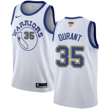 Nike Golden State Warriors #35 Kevin Durant White Throwback The Finals Patch Youth NBA Swingman Hardwood Classics Jersey