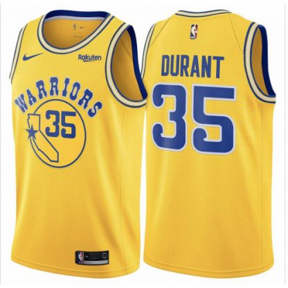 Nike Golden State Warriors #35 Kevin Durant Gold Throwback NBA Swingman Hardwood Classics Jersey