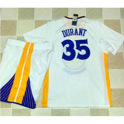 Golden State Warriors #35 Kevin Durant White Long Sleeve A Set Stitched NBA Jersey