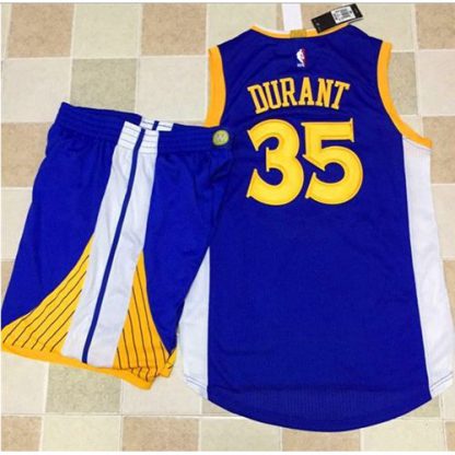 Golden State Warriors #35 Kevin Durant Blue A Set Stitched NBA Jersey
