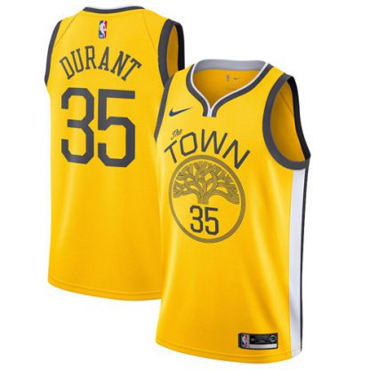Nike Golden State Warriors #35 Kevin Durant Gold NBA Swingman Earned Edition Jersey