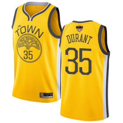 Nike Golden State Warriors #35 Kevin Durant Gold 2019 Finals Bound NBA Swingman Earned Edition Jersey