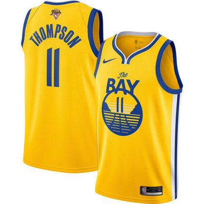 Nike Golden State Warriors #11 Klay Thompson Youth 2022 NBA Finals Youth Yellow The Bay City Edition Jersey