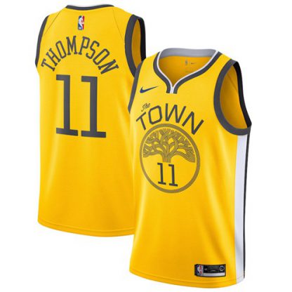 Nike Golden State Warriors #11 Klay Thompson Gold NBA Swingman Earned Edition Jersey