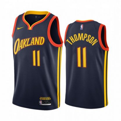 Nike Golden State Warriors #11 Klay Thompson Navy NBA Swingman 2020-21 City Edition Jersey