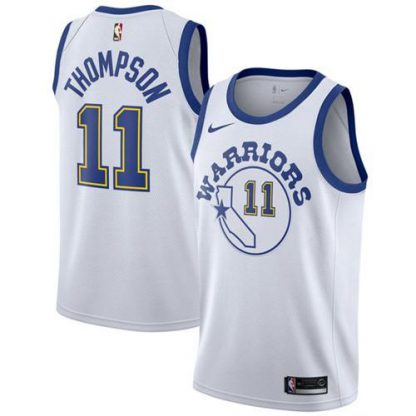 Nike Golden State Warriors #11 Klay Thompson White Throwback NBA Swingman Hardwood Classics Jersey