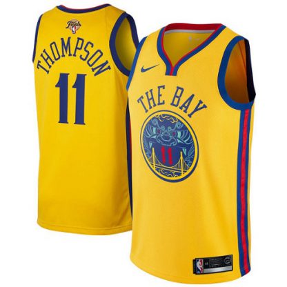 Nike Golden State Warriors #11 Klay Thompson Gold 2022 NBA Finals Swingman City Edition Jersey