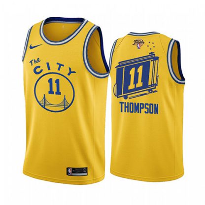 Nike Golden State Warriors #11 Klay Thompson Gold 2022 NBA Finals Swingman Hardwood The City Classic Edition Jersey