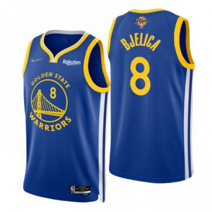 Nike Golden State Warriors #8 Nemanja Bjelica Royal Youth 2022 NBA Finals Icon Edition 75th Anniversary Diamond Swingman Jersey