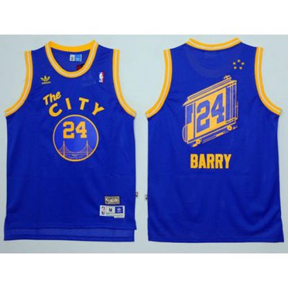 Golden State Warriors #24 Rick Barry Blue Throwback The City Stitched NBA Jersey