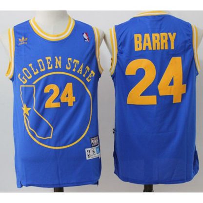 Golden State Warriors #24 Rick Barry Blue Throwback Golden State Stitched NBA Jersey
