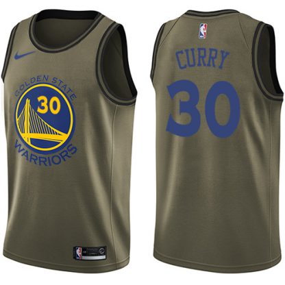 Nike Golden State Warriors #30 Stephen Curry Green Salute to Service Youth NBA Swingman Jersey
