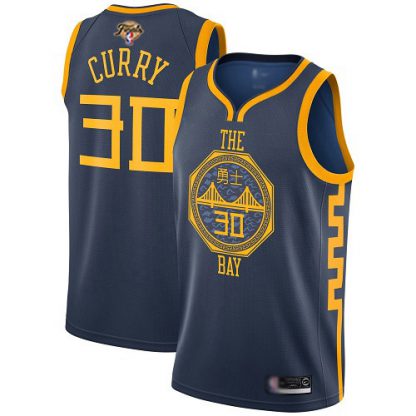 Nike Golden State Warriors #30 Stephen Curry Youth 2022 NBA Finals Navy Swingman City Edition Jersey