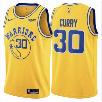 Nike Golden State Warriors #30 Stephen Curry Gold Throwback NBA Swingman Hardwood Classics Jersey