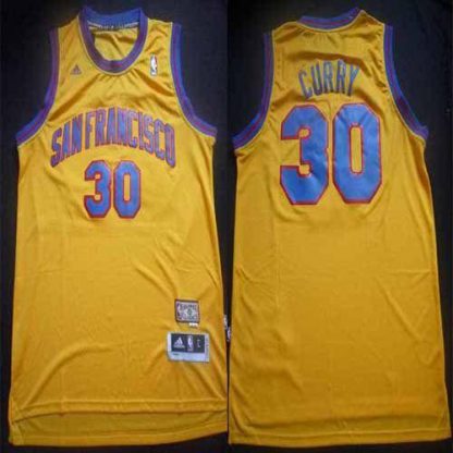 Golden State Warriors #30 Stephen Curry Gold Throwback San Francisco Stitched NBA Jersey