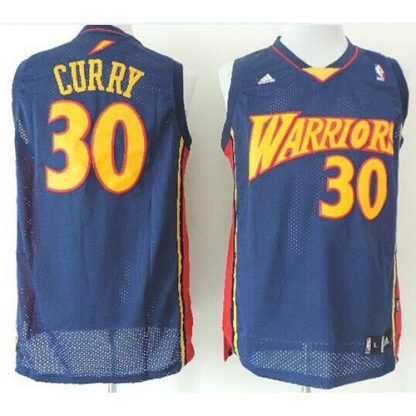 Golden State Warriors #30 Stephen Curry Navy Blue Throwback Stitched NBA Jersey