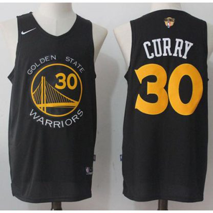Nike Golden State Warriors #30 Stephen Curry Black Fashion The Finals Patch NBA Swingman Jersey