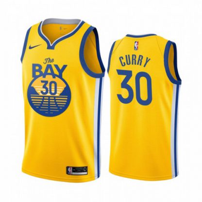 Nike Golden State Warriors #30 Stephen Curry 2019-20 Men's Yellow The Bay City Edition NBA Jersey