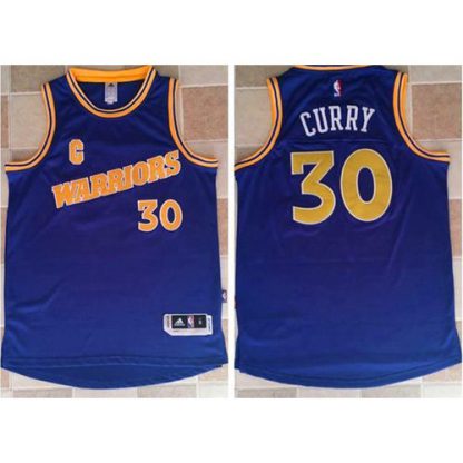 Golden State Warriors #30 Stephen Curry Blue New Throwback Stitched NBA Jersey