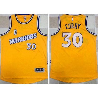 Golden State Warriors #30 Stephen Curry Gold New Throwback Stitched NBA Jersey