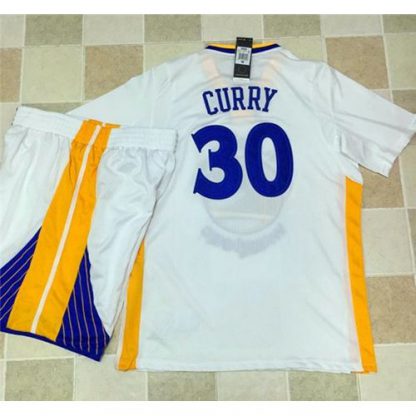 Golden State Warriors #30 Stephen Curry White Long Sleeve A Set Stitched NBA Jersey