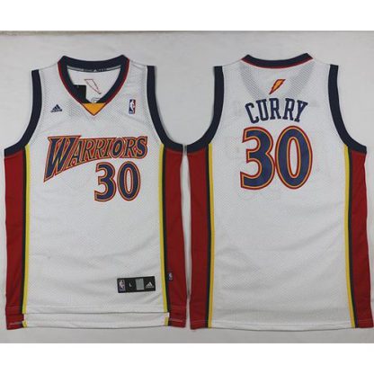 Golden State Warriors #30 Stephen Curry White Throwback Stitched NBA Jersey
